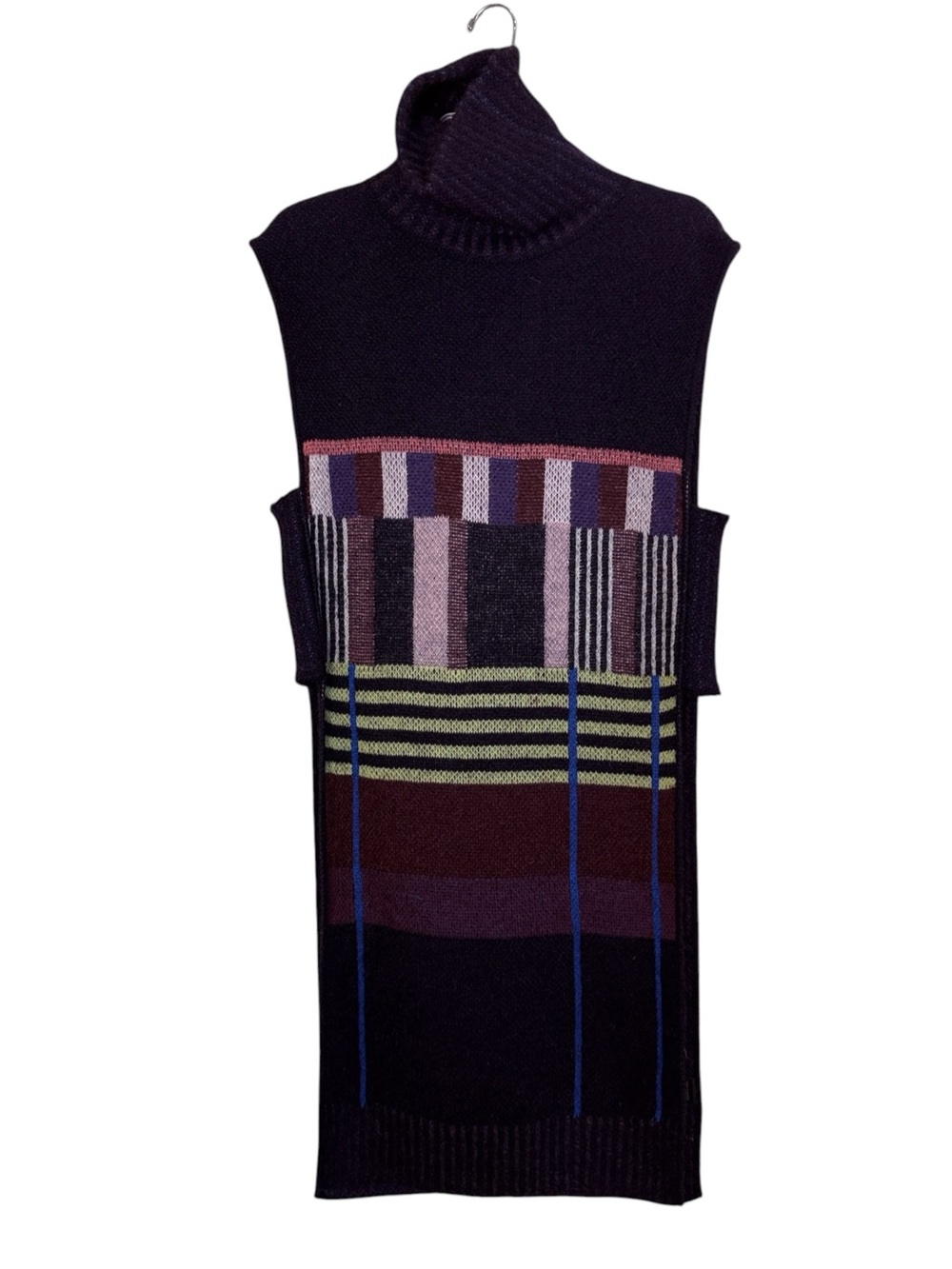 SUNO Women’s Artsy Colorblock Slow Fashion Quiet Luxury Midi Sweater Vest Sz S